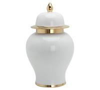 TOYANDONA Ceramic Ginger Jar Vase with Lid Small White Xs 11.5x11.5x19.5cm Tabletop Decor for Flower Arranging and Shelf Accents Home Centerpiece