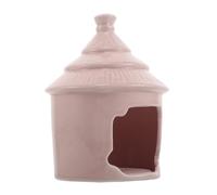 TOYANDONA Ceramic Hamster Hideout House for Small Animals with Palacestyle Multilayer Conical Roof, Pink Cooling Comfort Bed, Easy to Clean Habitat for Hamsters and Gerbils in Cage