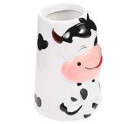 TOYANDONA Ceramic Hamster Water Kettle Stand Cute Cow Design Durable Holder for Guinea Pig Rabbit Chinchilla Pets Compact and Easy to Clean Accessory