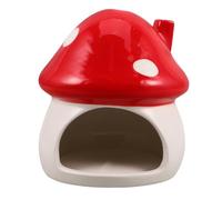 TOYANDONA Ceramic Mushroom Hamster Hideout in Red for Small Pets and Mice, Providing a Private Sanctuary and Cooling Comfort, for Christmas and Summer Hamster Habitat Accessories