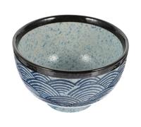 TOYANDONA Ceramic Oatmeal Bowl Microwave Safe Decorative Wave Pattern Food Serving Bowl Non-Slip Base Lightweight Kitchen Dining Tableware for Rice Soup Snacks