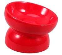 TOYANDONA Ceramic Pet Feeder Bowl with High Feet and Slanted Mouth Lightweight Dog Ceramic Bowl for Puppies and Small Pets Red S Reduces Spillage and Easy to Carry