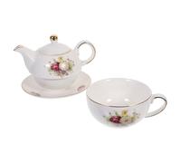 TOYANDONA Ceramic Teapot with Floral Design Portable Office Tea Kettle and Drinking Cups for Afternoon Tea Relaxation