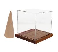 TOYANDONA Championship Ring Display Stand with Transparent Acrylic Dustproof Cover and Weighted Wood Base Stable Jewelry Organizer Box for Baseball Football Collectibles Wedding and Retail