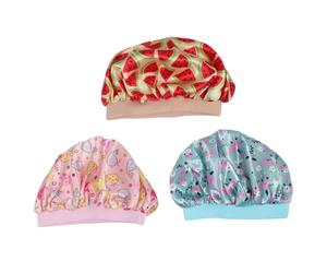 TOYANDONA Children Satin Bonnet Sleep Cap 3Pcs Assorted Colour Comfortable Elastic Night Sleeping Hat for Boys and Girls Home Use