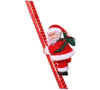 TOYANDONA Christmas Electric Musical Santa Claus Doll Climbing Ladder Toy for Boys and Girls Festive Xmas Decoration for Home Party and Window Display