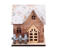 TOYANDONA Christmas Luminous Wooden House LED Light up Cottage Snow Village Hut Figurines Christmas Tree Pendant for Festival Xmas Table Hanging Ornament Decoration Style 1