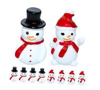 TOYANDONA Christmas Miniature Snowman Ornaments 10 Pcs Resin Figures for DIY Micro Landscape and Holiday Table Decor