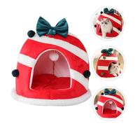 TOYANDONA Christmas Pet Bed for Small Dogs and Cats Warm Four Season Cozy Cushion Hideout Soft Indoor Cat House for Kittens and Small Pets Comfortable Xmas Style Nest