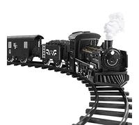 TOYANDONA Christmas Steam Train Set Electric Train Toy for Around Christmas Tree with Real, Music& Lights Railway Kits