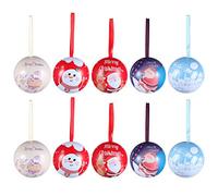 TOYANDONA Christmas Tree Ball 10pcs Christmas Tinplate Candy Ball Box Xmas Tree Balls Fillable Candy Cookie Gift Storage Container Tins Hanging Pendant for Xmas Tree Fireplace Giveaways