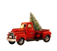 TOYANDONA Christmas Truck Model With Mini Xmas Tree Vintage Metal Car Figurine Collectible Toy Table Top Ornament For Home Wedding Centerpiece Decor Red