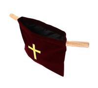 TOYANDONA Church Offering Bag with Embroidered Cross Pattern, Large Capacity Wooden Fabric Pouch, Easy to Clean, for Church Needs and Party Favors