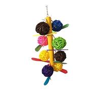 TOYANDONA Colorful Wooden Parrot Cage with Swinging Stair for Small to Medium Birds Natural and Cane Chewing for Parrots Budgies Parakeets Encourages Climbing and Exercise Random Color