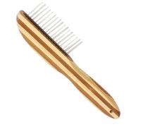 TOYANDONA Compact Bamboo Pet Grooming Comb for Dogs and Cats Flea Removal Tool with Metal Teeth Portable Dematting Hair Cleaner for Daily Bath and Massage