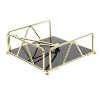 TOYANDONA Compact Tissue Box Holder with Acrylic Base and Gold Iron Frame Table Napkin Stand for House and Restaurant Settings