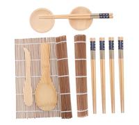 TOYANDONA Complete Bamboo Sushi Making Kit with Roller Rice Paddle Sauce Dish Hygienic Beginner-Friendly Sushi Utensils for Home Cooking Compact Storage for Entertaining and Holiday