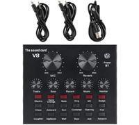 TOYANDONA Computer Sound Card Sound Mixer Live Streaming for Microphone Metal Black Intelligent Noise-reduction Chip Reverberation Adjustment Singing Music Recording