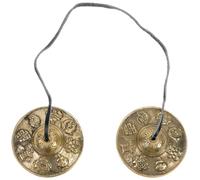 TOYANDONA Copper Small Finger Cymbals 2 Pcs Vintage Brass Hand Percussion Instruments with Auspicious Patterns for Ritual Instrument Exorcism and Blessing Playing