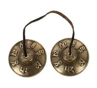TOYANDONA Copper Yoga Cymbal Bell with Six-character Chant Pattern, Handcrafted Meditation Chime for Mindfulness Practice and Buddhist Meditation, Golden Simple and Generous Design