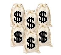 TOYANDONA Cotton Drawstring Money Bag Nice-looking Sign Money Bag 6pcs to Store Candy and Lollipops for Pirate Theme Party and Daily Life for Cowboy or Robber Role Play