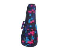 TOYANDONA Cotton Padded Ukulele Carry Bag with Floral Plaid Pattern Double Shoulder Backpack for Men and Women Thick Protective Padding Front Mesh Pocket Double Zipper Design Red