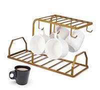 TOYANDONA Countertop Mug Organizer Stand with Curved Hooks and Wide Base Coffee Cup Drying Rack for Kitchen Storage Stable Mug Holder for Coffee and Tea Cups Space-Saving Cupboard Rack for