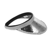 TOYANDONA Cowgirl Hat for Women with Silver Laser Mirror Studded Disco Design, Western Party Cap Accessory for Weddings, Dancing, and Outdoor Events