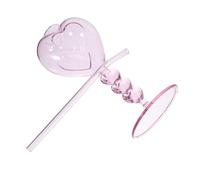 TOYANDONA Creative Heart Shaped Cocktail Glass with Pink Straw Elegant Stemmed Wine Goblet for Parties and Home Use Stylish Drinking Glass for Cocktails Wine and Desserts