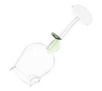 TOYANDONA Creative Rose Design Goblet Cocktail Cup Transparent Glass with Leaf for Party Bar Red Wine Brandy Home Decor