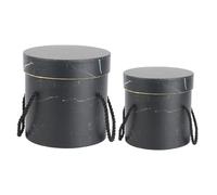 TOYANDONA Creative Round Flower Buckets 2pcs Handheld Packaging Boxes Black Large and Small Sturdy Flower Packing Containers for Bouquets and Floral Arrangements