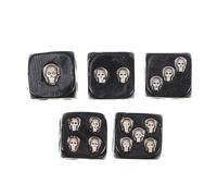 TOYANDONA Creative Skull Dice 18Mm Silver 5 Pieces Lightweight 6 Sided Dice for Math Games and Home Entertainment
