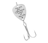 TOYANDONA Creative Stainless Steel Triple Hook Guitar Pick Fishing Lure with You Are My Greatest Catch of My Life Pattern Strong Metal Bait for Outdoor Anglers Tackle Gift for Fishing