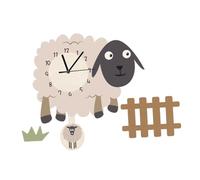 TOYANDONA Creative Swinging Sheep Wall Clock Cartoon Decorative Hanging Pendulum for Home Ultra-quiet Mute Operation Eye-catching Wall Decor