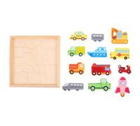 TOYANDONA Creative Wooden Vehicle Matching Puzzle for Early Teaching with Bright Colors Cognitive Skill Development Hand-eye Coordination and Kindergarten Learning Aid