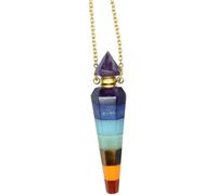 TOYANDONA Crystal Essential Oil Pendant Necklace Hexagonal Prism Chakra Aromatherapy Vial Jewelry for Women, Gold Tone Perfume Bottle Necklace with Seven-color Stones, Suitable for Daily