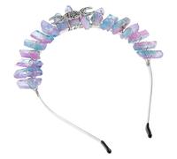 TOYANDONA Crystal Tiara Headband with Hollow Triple Goddess Moon Sun Crown Design, Natural Crystal Hair Accessory in Jelly Color, Elegant Crown Decor for Wedding and Party