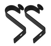 TOYANDONA Curtain Rod Mounting Brackets Metal Center Support Bracket Black Iron Curtain Rod Holders for Window Drapery Rail 2pcs for Home Window Treatment
