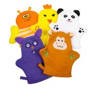 TOYANDONA Cute Cartoon Bath Mitts for Children 5pcs Baby Bath Mitt Washcloths Soft and Sturdy Bath Gloves
