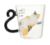 TOYANDONA Cute Cat Glass Mug with Handle Multi-use Transparent Tea and Milk Cup for Home Office Suitable for Coffee Hot Juice and Water Drinking
