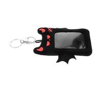 TOYANDONA Cute Plush Photocard Holder with Bat Keychain, Winged Demon Style, Display Cards and Use as Pendant, Black Plush Material for Office Use and Fans