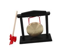 TOYANDONA Decorative Copper Gong with Wooden Stand and Beater Durable Traditional Chinese Percussion Instrument for Classroom Desktop Celebrations and Performances with Deep Resonant Sound