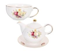 TOYANDONA Delicate Floral Ceramic Teapot with Teacups for Home and Office Portable Lightweight Teaware for Tea Drinking and Relaxation Elegant Afternoon Tea
