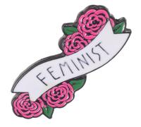 TOYANDONA Delicate Rose Letters Brooch Feminist Alloy Breastpin Corsage Decor Stylish Vintage Flower Pin Badge for Women Christmas Pride Accessory