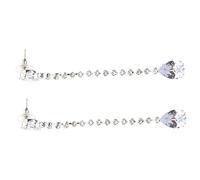 TOYANDONA Delicate Zirconia Long Dangle Earrings for Women Silver Ear Threader with Teardrop Pendant Stylish Lightweight Chain Drop Jewelry Gift for Birthday Christmas Valentine Day