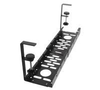 TOYANDONA Desk Cable Management Tray, Steel Clamp on Expandable Rack Black | Retractable 15.7-20.5 Inch Length, Integrated Channels and Mini Shelf, Black Finish for Office Setups