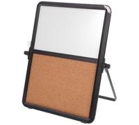 TOYANDONA Desk Whiteboard and Cork Bulletin Board Combo 23x31cm with Stand, Dual-Surface Office Memo Reminder Board for Classroom and Home Organization