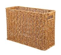 TOYANDONA Desktop Storage Basket Plastic Hand Woven Fruit Basket Snack Storage Container Flower Magazine Document File Holder Sundries Organizer 38X26X15cm