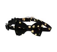 TOYANDONA Detachable Black Double Bow Tie Cat Collar with Bell Breathable Safety Buckle Chic Pet Party Ornament for Kitten and Dogs Comfortable and Stylish Accessory