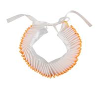 TOYANDONA Detachable Elizabethan False Collar for Women, White Ruffled Renaissance Clown Neck Accessory Gold Trim, Vintage Stage Costume Prop for Theater and Halloween Party